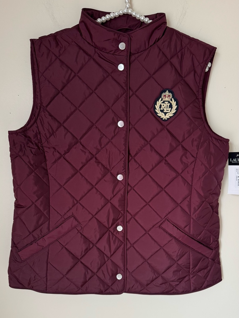 Ralph Lauren Quilted Vest
Burgundy RL Logo Women's Size L